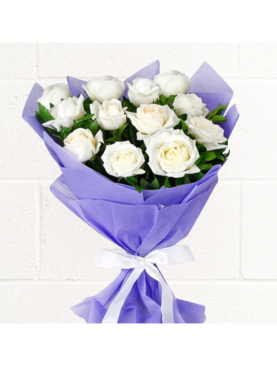 12 PCS WHITE ROSES BOUQUET