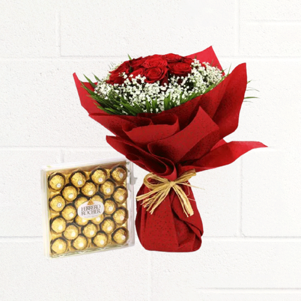 12-Red-Roses-Bouquet-with-Ferero-Rochers-Chocolate