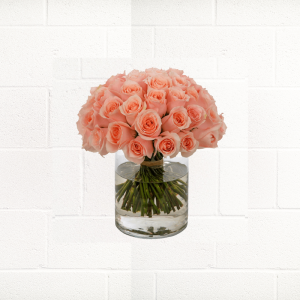 BUNCH-OF-PEACH-ROSES-IN-GLASS-VASE