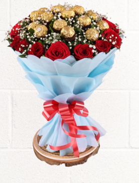 RED ROSES & FERERO ROCHER BOUQUET