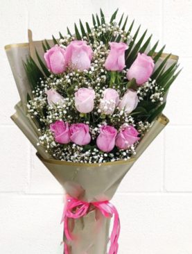 12 PCS PINK ROSES BOUQUET