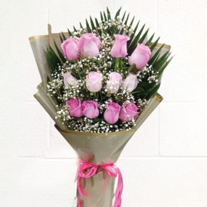 12 PCS PINK ROSES BOUQUET