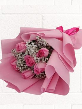 10 Pcs Pink Rose Bouquet